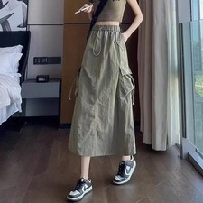 American Style High-Waisted Slimming A- Line Work Skirt For Women Medium-Length