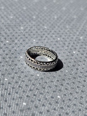 Sterling Silber Herz Band Ring - Größe N 1/2