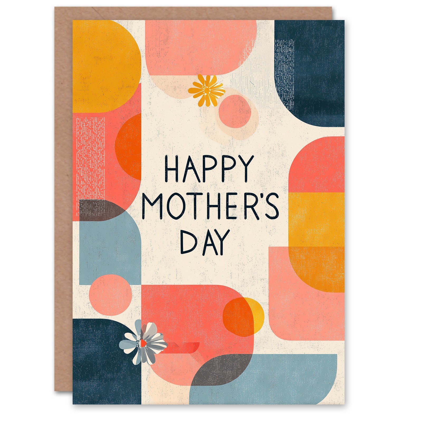 Happy Mother's Day Card For Mum Geometric Pastel Modern Blank Inside