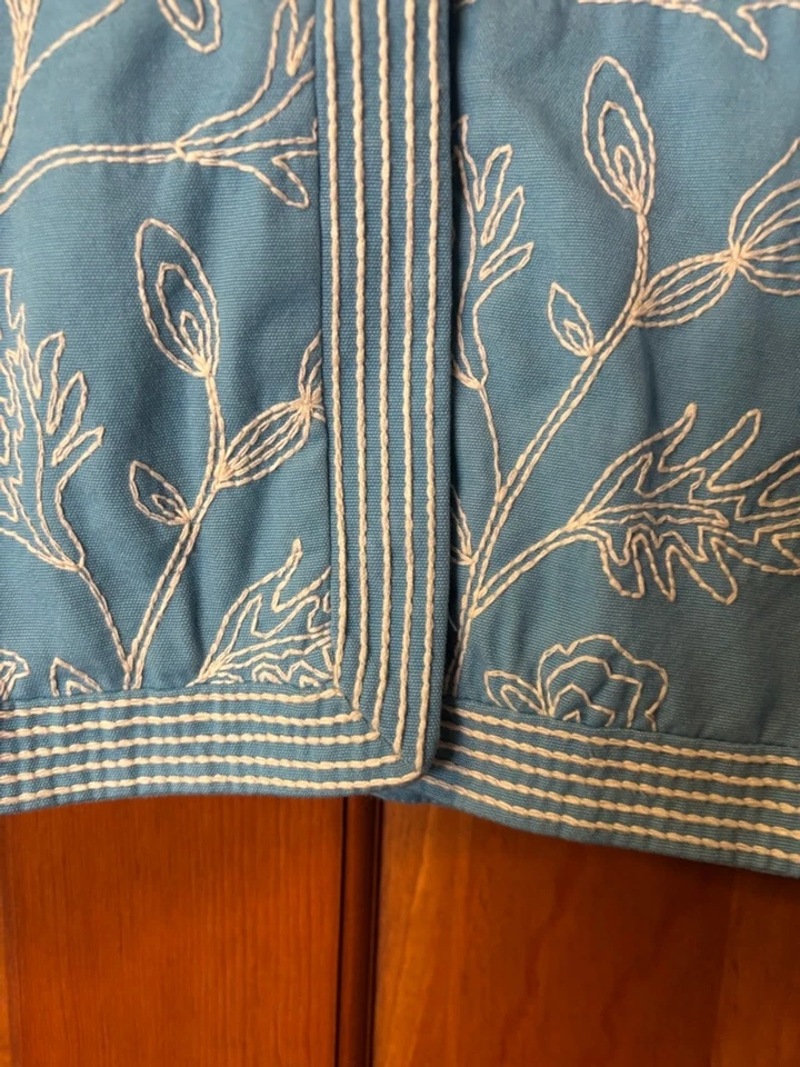 Chaqueta de algodón Charter Club azul bordada para mujer talla L ligera Foto 3 de 4