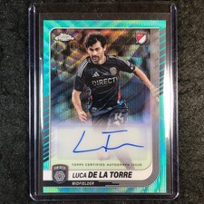 2025 Topps Chrome MLS LUCA DE LA TORRE Chrome Auto Aqua Wave 66/199