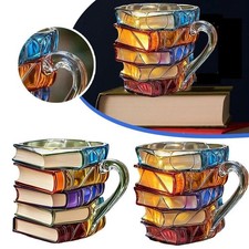 3D -Buchbecher, Neuheit gestapelte B&uuml;cher Kaffeetasse Glas Kaffee Tee Tasse Ges