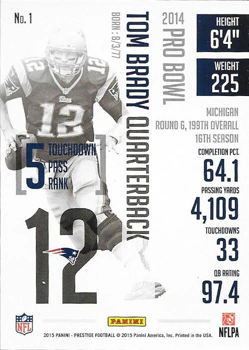 2015 Prestige Football cards #1-#200 U Pick - Complete Your Set! Brady, Manning - Image 2 of 2