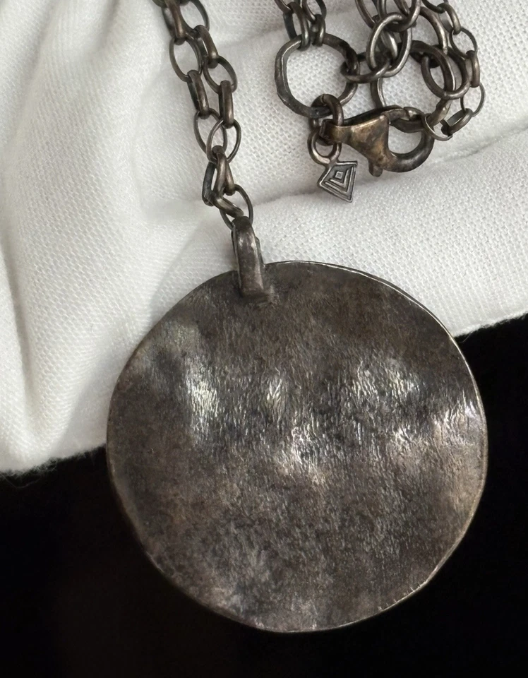 Collar colgante redondo oxidado martillado de plata de ley SILPADA 3 CAPAS N1725