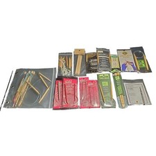 Susan Bates Knitting Needles, Stitch Holders, Laying Tool w/ Bag LOT