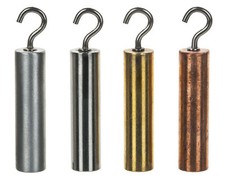 4pc Hooked Cylinders - Brass, Aluminum, Steel  Copper - 2x0.5x0.5"- Eisco Labs
