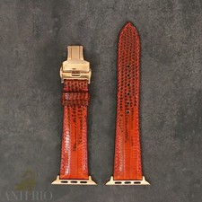Lizard Leather Apple Watch Band for 49, 45, 44, 41, 38, 40, 42mm Butterfly Clas