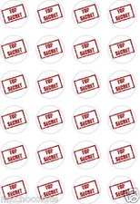 24 PRECUT SPY MISSIONS/ TOP SECRET AGENT STAMP/RICE/WAFER PAPER CUP CAKE TOPPERS