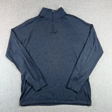01.Algo Performance 1/4 Zip Pullover Men Medium Navy Wool Blend Tech Coolmax