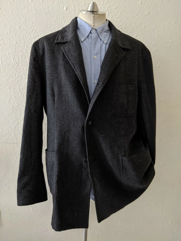 Brioni PURE CASHMERE Abrigo Coche Ligero 3/4 Largo Chaqueta Hombres XXL Gris Tweed Foto 2 de 4