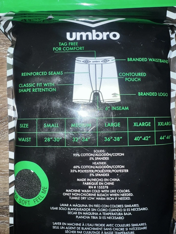 Umbro ~ 4 pares de calzoncillos boxer para hombre mezcla de algodón elástico multicolor ~ XL (40-42) Foto 4 de 4