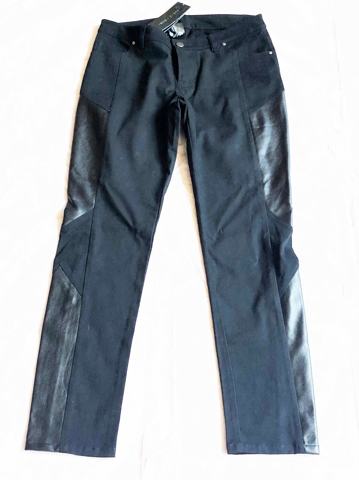 NWT Sachin + Babi Black Lamb Leather Cotton Straight Ankle Boot Pants Size 6 29