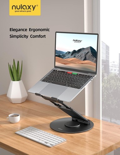 NULAXY Telescopic 360 Rotating Laptop Stand for Desk Adjustable Height Swivel Pu - Photo 6/7
