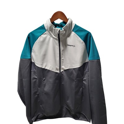 Craft Glide Jacket Men s XXL White Gray Green Waterproof Windproof Full Zip