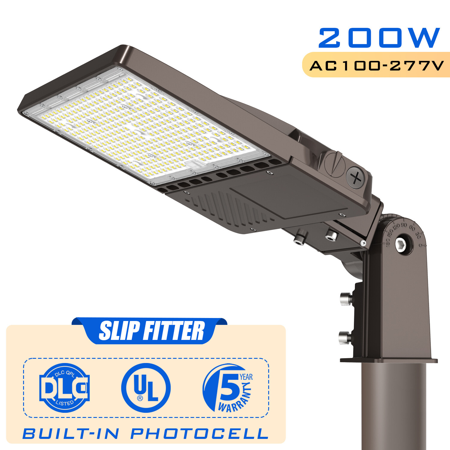 200W LED Parking Lot Light Dusk to Dawn Commercial Outdoor Shoebox Street Light