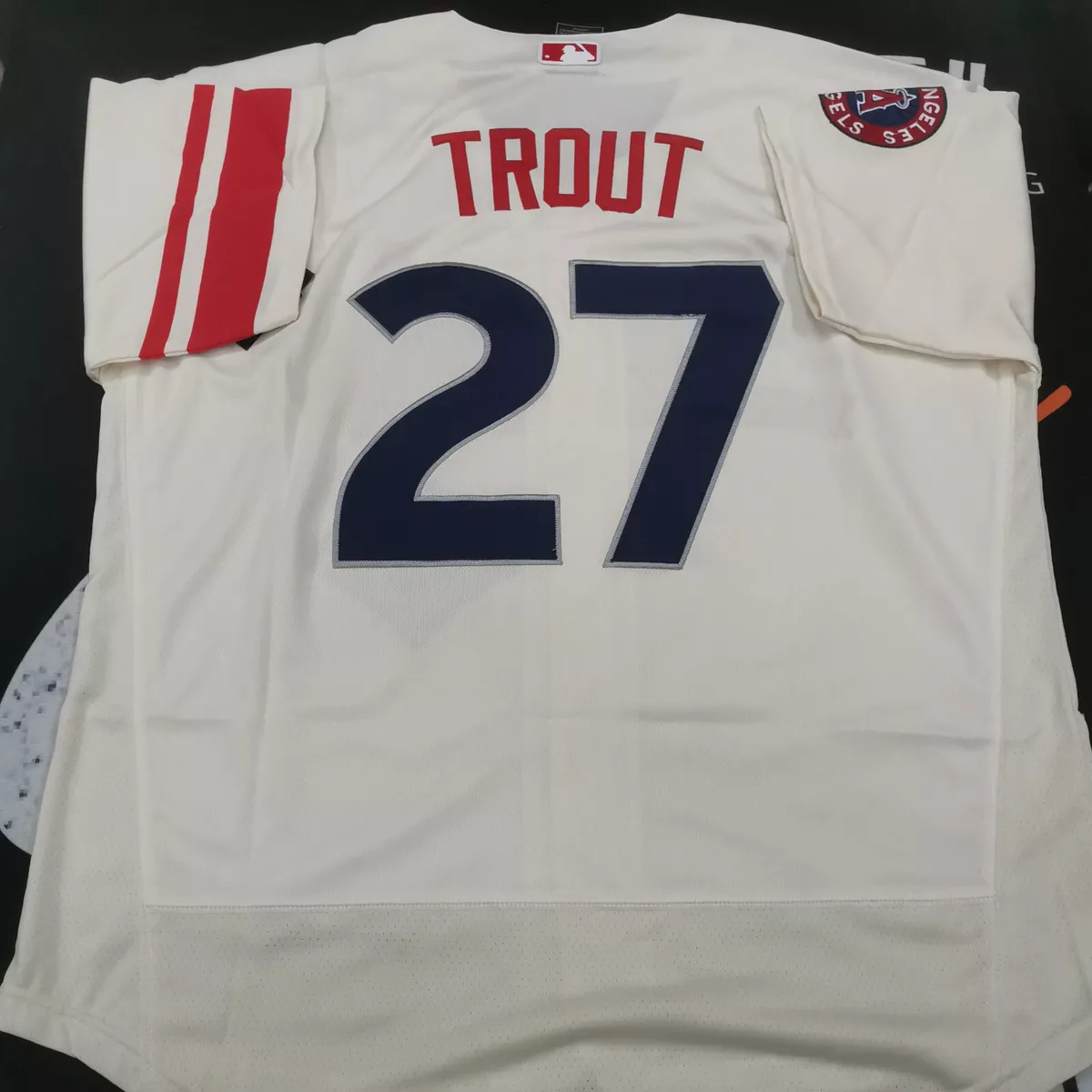 Mike Trout #27 Los Angeles Angels City Connect Cream Flex Base Stitched  Jersey.