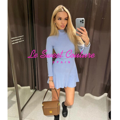 FW21 LIGHT BLUE MOCK NECK KNIT DRESS 