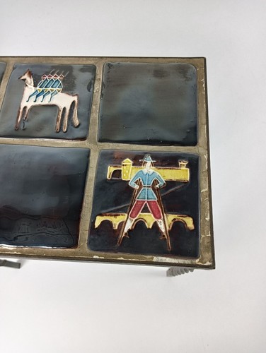 Schmiedeeisen Vintage Beistelltisch Mittelalter Szenen Ros Beiaard Bayard Pferd Denderm - Bild 5 von 8