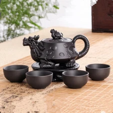 Authentic Yixing Dragon Teapot Sets 5pcs Ceramic Purple Clay Kung Fu Tea Set