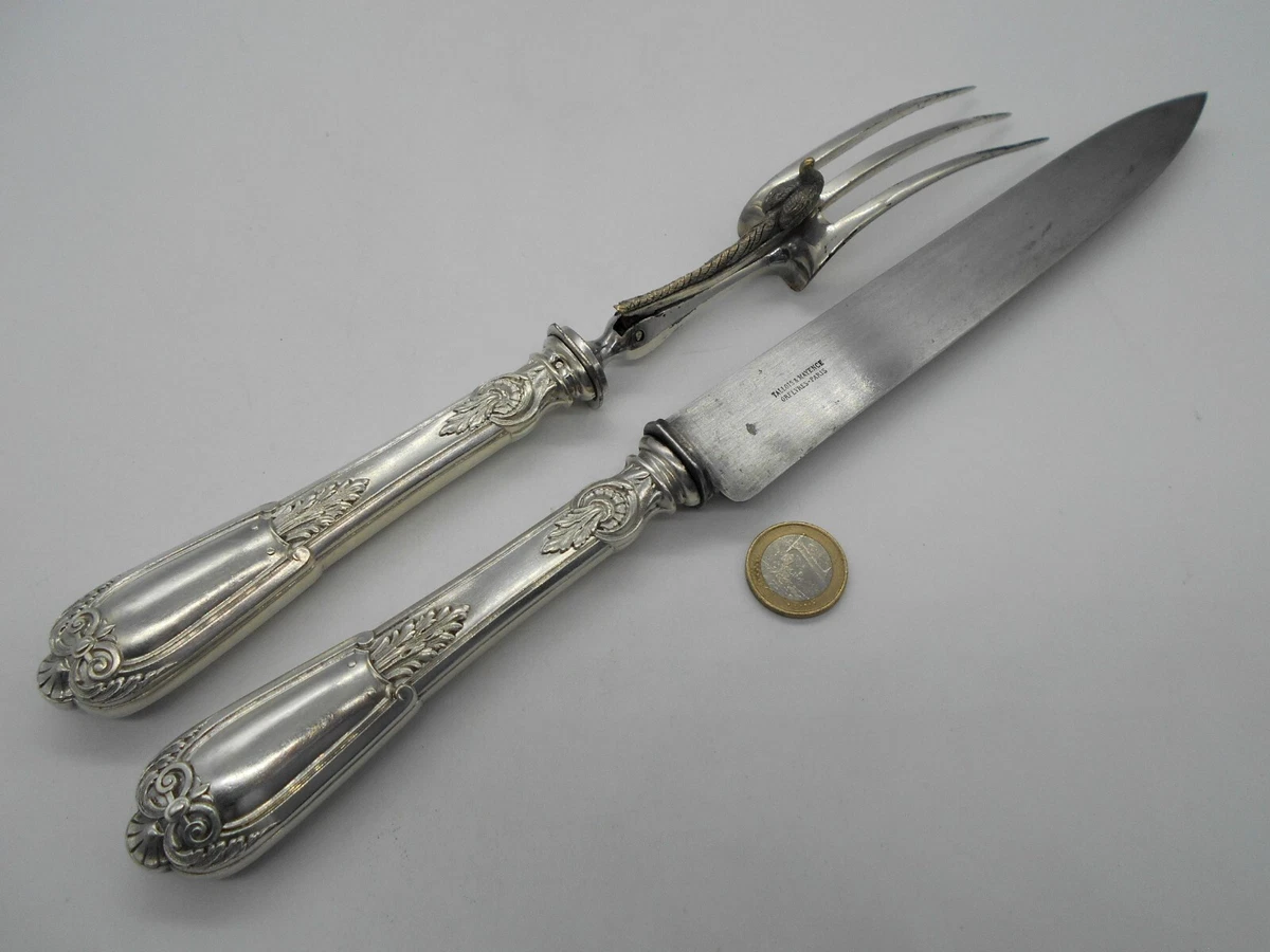 Magnifique service à gigot à découper - manche en corne - Arts de la table