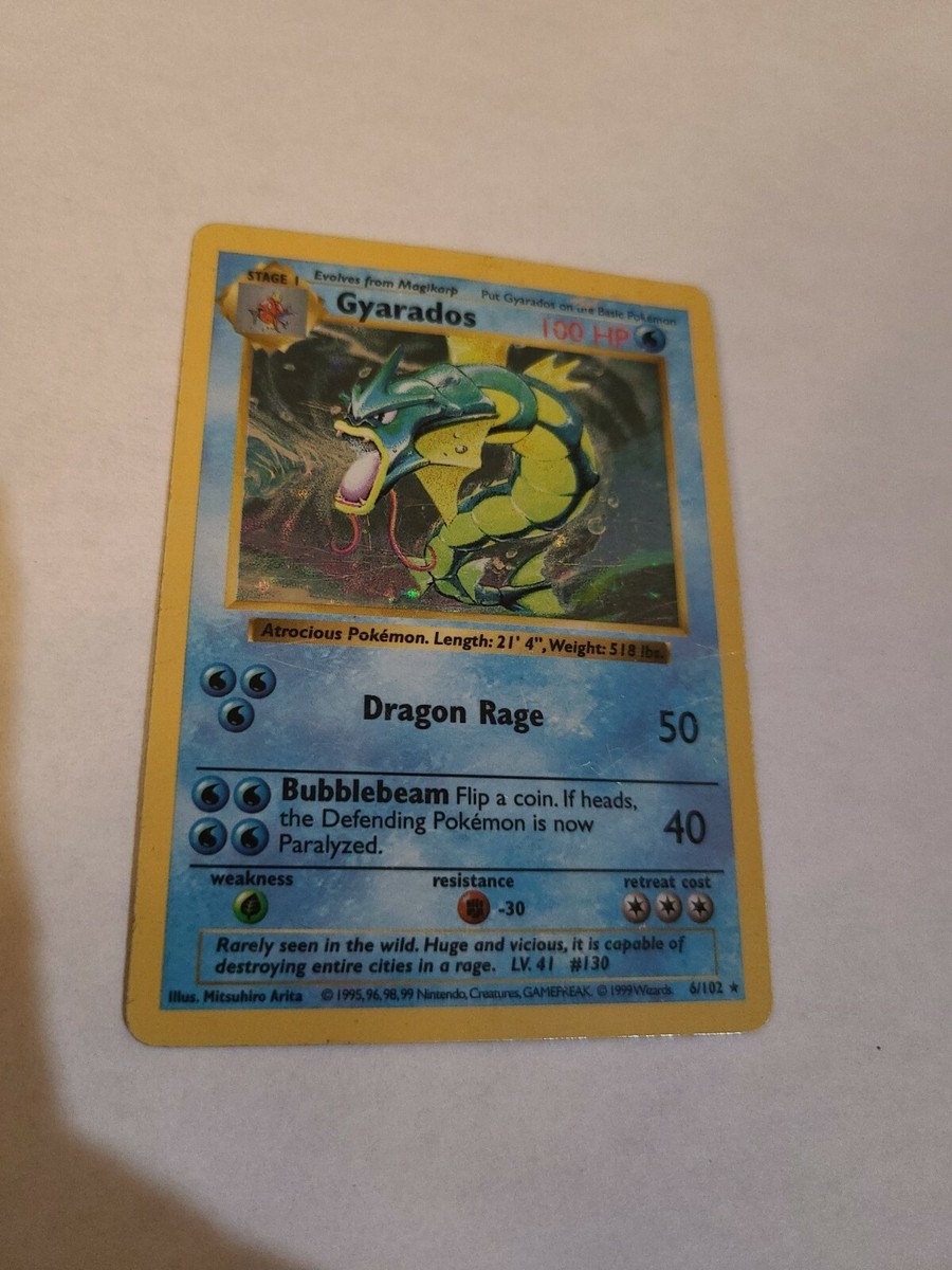Pokemon Card Gyarados 6/102 SHADOWLESS Holo Rare TCG! see pic q2