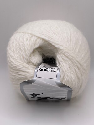 Cream Angora Cashmere 68755 Ice Yarns Luxury Blend Sport Weight 50gr 218yd