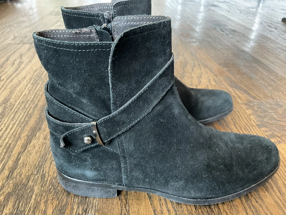 Sesto Meucci Black Suede Leather Zip Buckle Ankle Boot Size Women's 8.5 M - Image 2 of 4