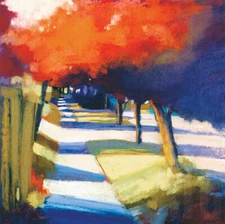 36W"x36H" THUNDERCLOUDS by LOU WALL - RED BLUE PATHWAY TREES CHOICES of CANVAS
