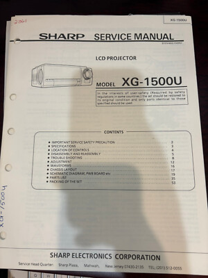 ORIG. SHARP XG-1500U XG1500U LCD PROJECTOR Repair & Service Manual *ORIGINAL*