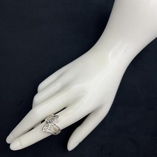 Sleek Ornate Cut Out Floral Interlock Sterling Silver Ring Size 6