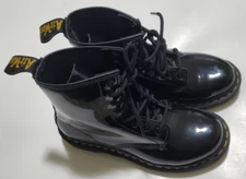 Dr. Doc Martins Glossy Size 6Fe Black Air Wair Patent Leather Combat Boots 11821