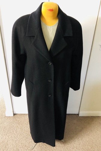 Stephanie Mathews 100% Pure Merino Wool coat Sz 16 Black Tweed Classic Winter - Picture 4 of 12