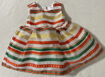 Bluberi Infant Girls Striped Satin Christmas Holiday Dress 12 Months Candy  Cane | eBay