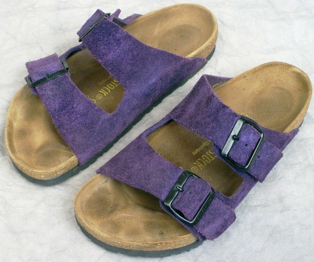 purple suede birkenstocks