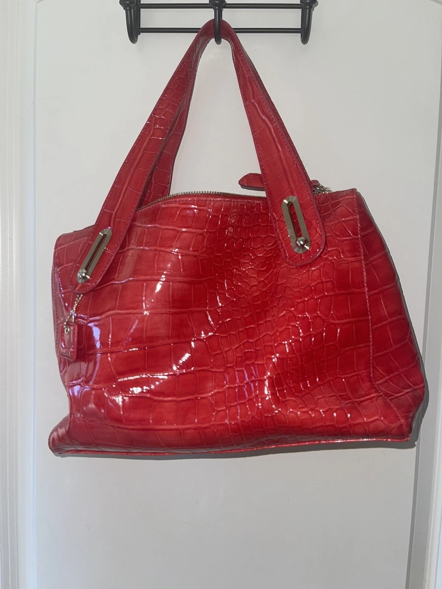 LIZ CLAIBORNE Red Faux Crocodile Leather Hand Bag Purse eBay