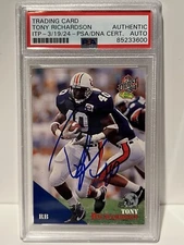 TONY RICHARDSON Signed Auto Autographed 1994 Classic Draft RC Chiefs Cowboys PSA