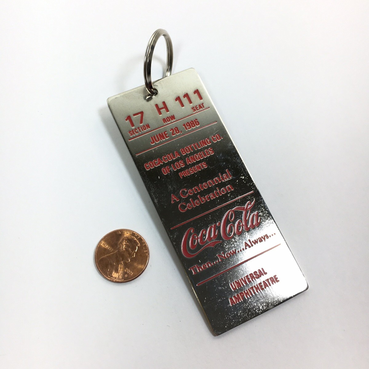 Vintage COCA-COLA Centennial Celebration Concert Ticket Keychain