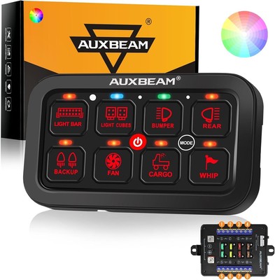 Multi-Function RGB Switch Panel with Dimming - 8 Gang Control for Cars and Boats