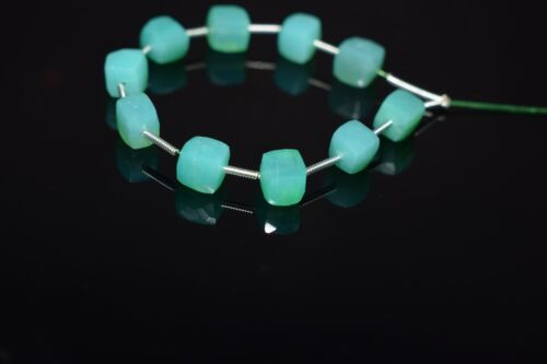Cubo facetado de piedra preciosa verde crisoprasa genuino AAA 4,5" cuenta suelta para joyería - Imagen 3 de 3
