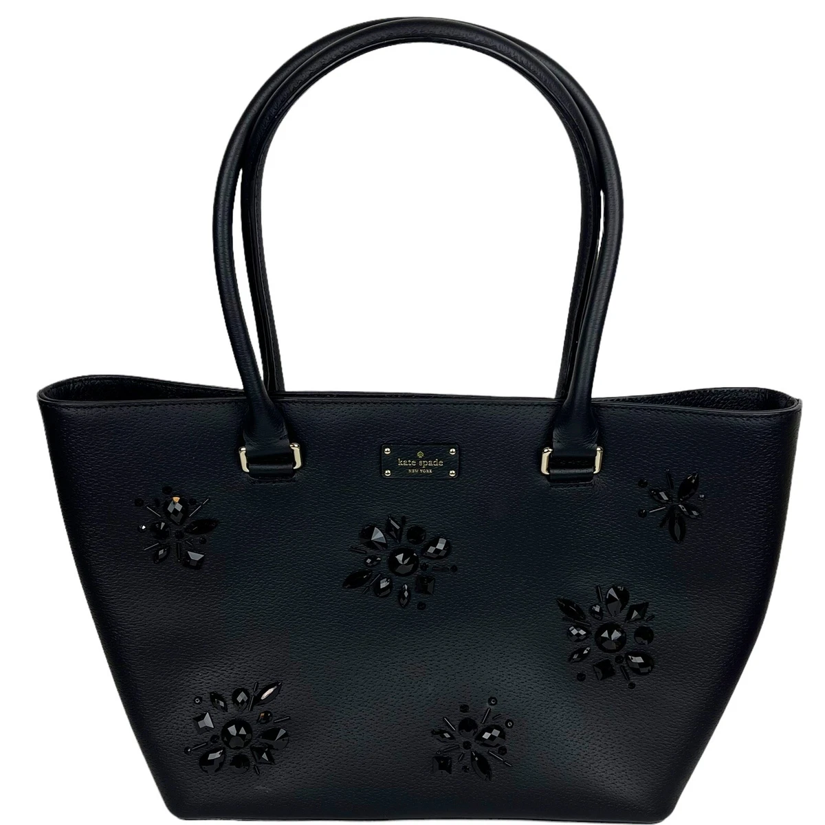 Kate Spade Margareta Bag Jeweled Beads Embellished Black Leather