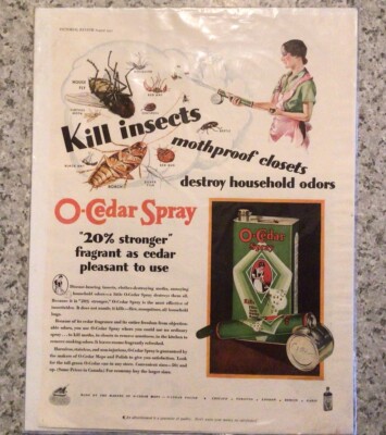 Retro Insect Ad 1931 O-Cedar Spray, Bug Spray Vintage Print Ad, Flies Mosquitos Insects ...