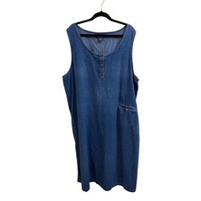 Dress Denim Y2K Original TY Wear Women 24W Blue Sleeveless Henley Midi Jumper