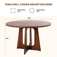 47-Inch Round Dining Table, Modern Simple Farmhouse Style Wooden Circle Dining