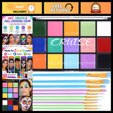 15 Colors Face Body Paint Palette 10 Brushes Set - Professional Makeup Kit for