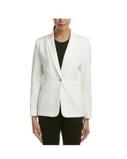 Tahari ASL Cream Single Gold Button Notch Lapel Blazer Career Office Work Size L
