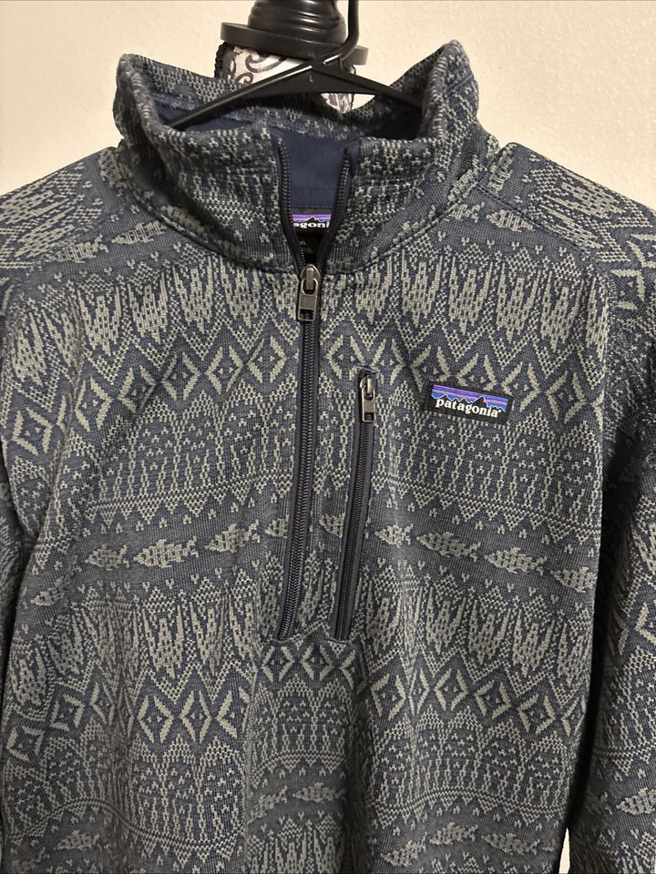Patagonia Better Sweater Full Zip Falconer Legend Blue Aztec Fish Print ...