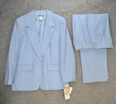 Pendleton Suit Womens 10 Blue Wool Blazer Lined 2 Piece Pants 30x27 Made USA