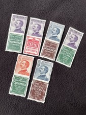 Paire d'étiquettes publicitaires 6 pièces ITALIE 1924 MNH reproduction timbre sv
