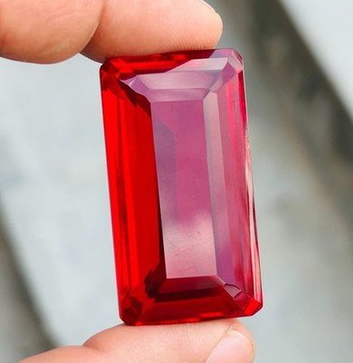 150 CT Natural Certified Emerald Cut Blood Red Ruby Loose Gemstone BIG SIZE