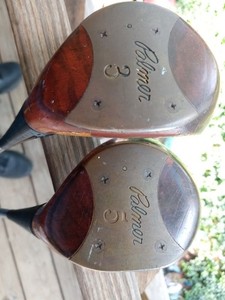 Palmer (Arnie) Persimmon 3 & 5 Woods Looks All Original Stiff Steel Shafts